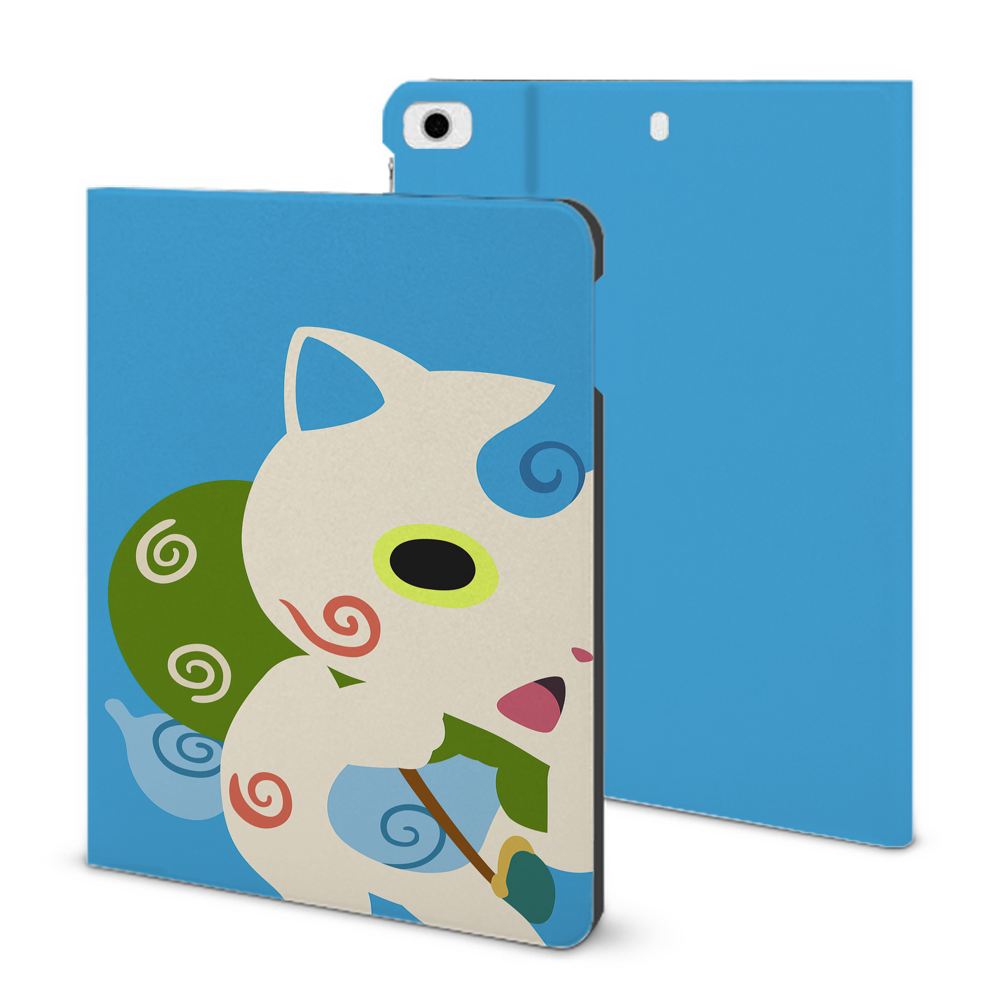 （画像用） 妖怪ウォッチ Yo-kai Watch IPad ケース ブック型 PUレザー TPU 耐衝撃 軽量 薄型 ペン収納なし 全面保護 IPad 各モデル対応